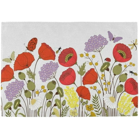 

Bestwell Placemats 1 pcs Poppy Flower Heat-Resistant Non-Slip Double Sided Washable Kitchen Dining Table Mats for Kitchen Table Decoration 12 x 18 Inch