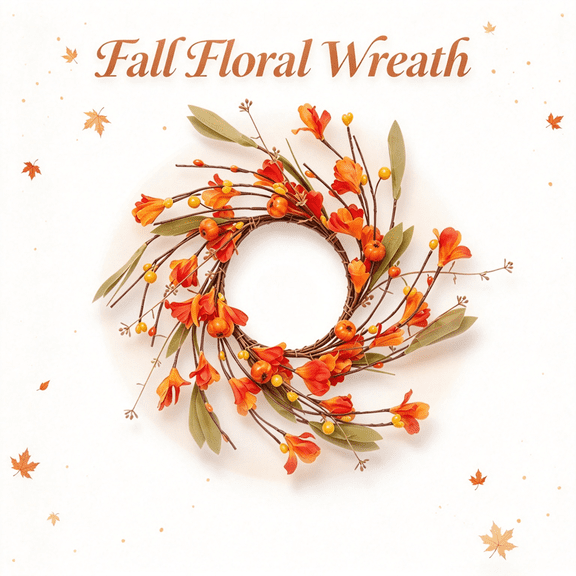 Fall Wreath for Front Door Thanksgiving Decorations Pumpkin Floral Autumn Centerpiece Garland Candle Holders Artificial for Farmhouse Indoor Outdoor Window Wall Porch Decor by MPOISVA