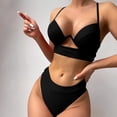 thumbnail image 6 of sunsanly 2Pcs/Set Hollow Out Backless Adjustable Straps Padded Underwire Bikini Set Women Push-Up Bra High Waist Briefs Swimsuit Beachwear, 6 of 7