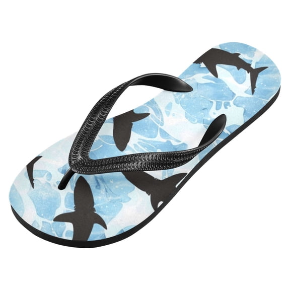 WEIYEKO Unisex Flip Flops for Men Women Non-Slip Comfortable Lightweight Beach Thong Sandals, Sharks Silhouette Swimming