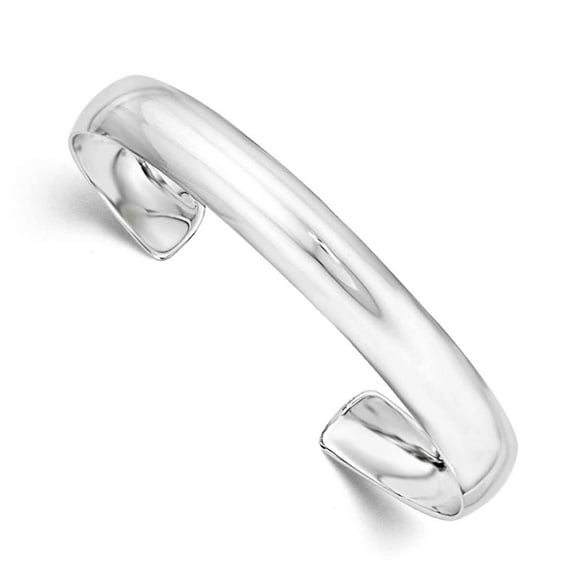 Primal Silver Sterling Silver Rhodium-plated Polished Domed Cuff Child's Bangle