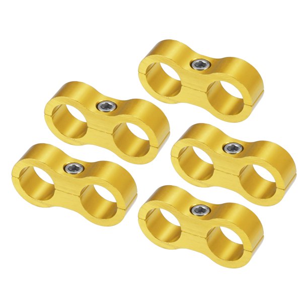 Unique Bargains 5 Piezas AN8 Abrazaderas separadoras de Manguera Conector de línea de Combustible para Reemplazo de Manguera de Combustible de Aceite Tono Dorado