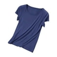 thumbnail image 1 of Pyjama pour Femmes, Tenue de Nuit, Manches Courtes, Uni, Haut Décontracté pour la Maison, 1 of 4