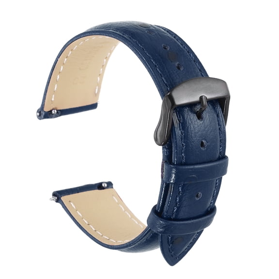 Uxcell Watch Band 20mm Width Vintage Top Grain Leather Quick Release Watch Strap Wristband Replacement Bands with Buckle Pin for Men Women Gifts, Black-Blue