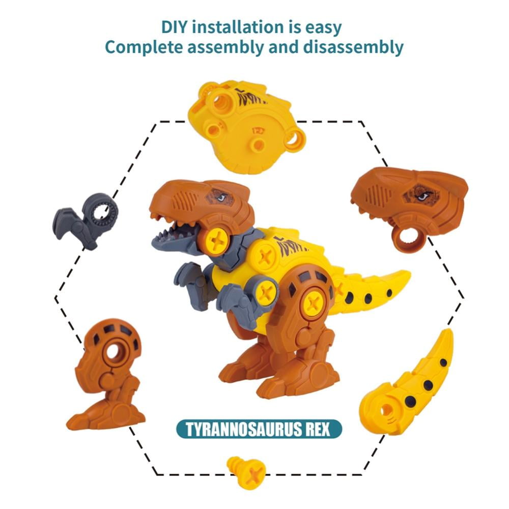 Godderr Kids 4Pcs Dinosaur Building Block Toys ,Assemble Dinosaur Building Block Set for 6-7Y Boys Girls