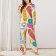 thumbnail image 2 of Pajama Sets for Women 2 Pcs, Colorful Summer Flip Flops Button Down Long Sleeve Sleepwear Lounge PJ Sets, 2 of 6