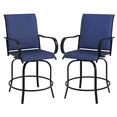 thumbnail image 1 of Outsunny Outdoor Bar Stools 2 Pack w/ Armrests, Bar Height Chairs, Navy, 1 of 10