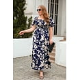 thumbnail image 4 of Bohemian French Elegant Midi Dress - Women's Plus Size Printed Vacation Dress, 4 of 4