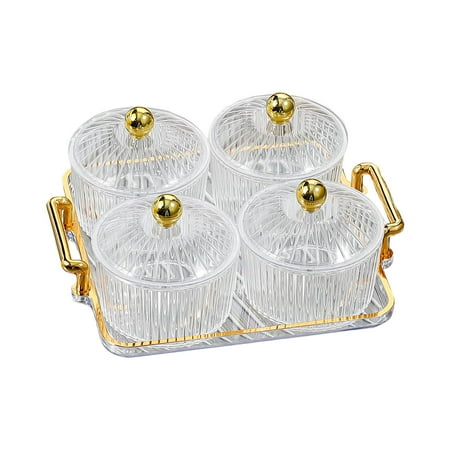 

Nordic Caddy Serving Platter Dried Fruit Tray Cookies Jar Dessert Dividing Plate Fruit Snacks Serving Platter for Party Home Appetizer Nuts Clear 4 Bowls