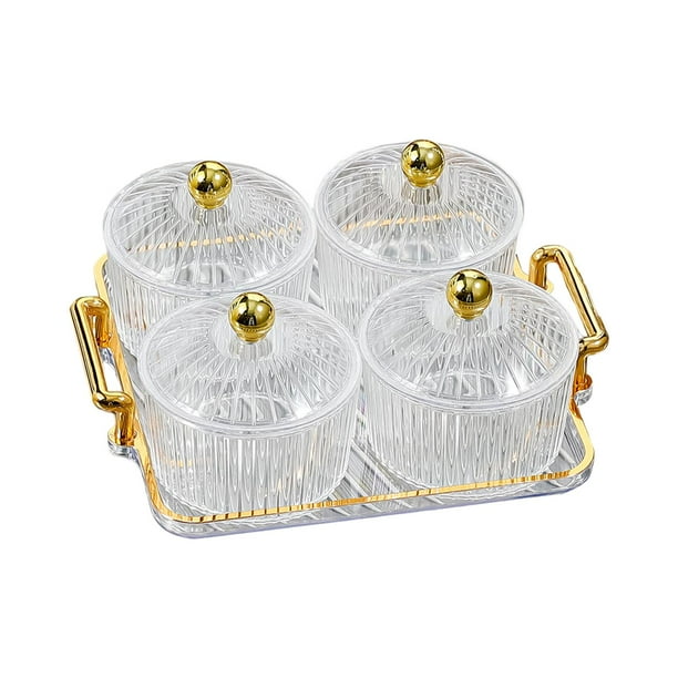 Bandeja de servicio perfecl 4 tazones transparentes para almacenamiento