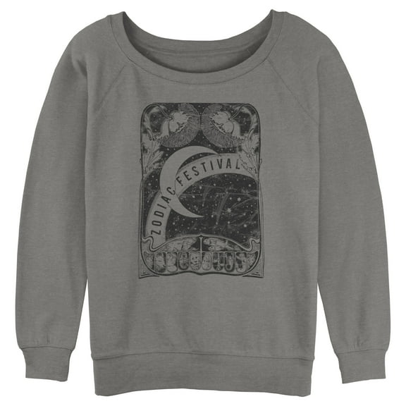 Junior's Lost Gods Zodiac Festival Card Sweatshirt Gray Heather X Large
