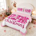 thumbnail image 3 of Manfei Merry Christmas Queen Comforter Set Holiday Comforter Sets Queen, Teal Pink 3-Pieces 1 Comforter and 2 Pillowcases, Pink Reversible, 3 of 6