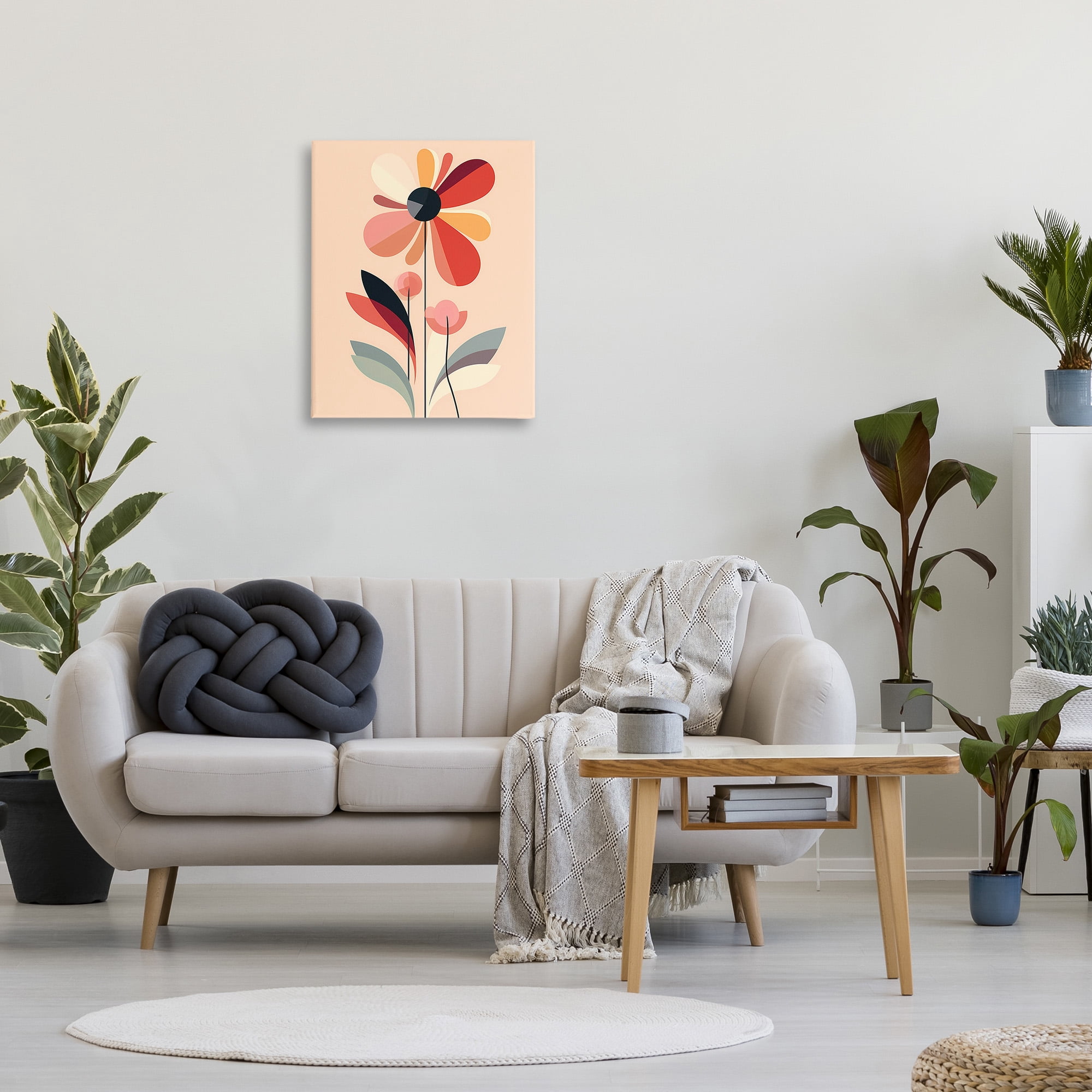 Stupell Industries Retro Abstract Bloom Botanical & Floral Painting Gallery Wrapped Canvas Art Print Wall Art, 24 x 30