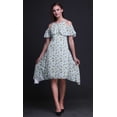 thumbnail image 2 of Bimba Robe Midi à Manches Flottantes Épaules Dénudées Imprimé Floral Bleu pour Femmes - TTTG, 2 of 6