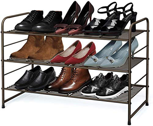 Details about   Simple Houseware 3-Tier Stackable Shoes Rack Storage Organizer Shelf Bronze 