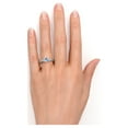 thumbnail image 2 of JeenMata 1 carat Round Dark Blue Created Aquamarine Tapered Birthstone Engagement Ring in 18k White Gold over Silver, 2 of 6