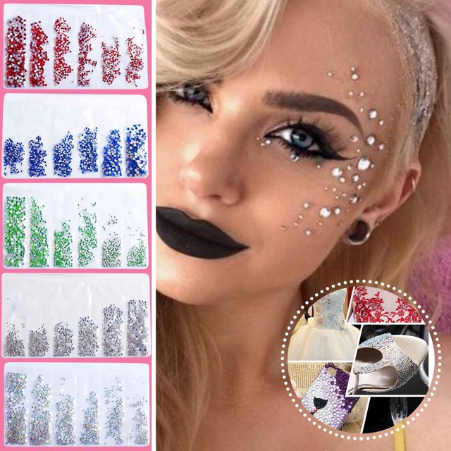Fiudx Uñas Decorativas, Cristal de Varios Tamaños, Piedras Vidrio Planas, Maquillaje Uñas, Manual Divertidas, Uso Versátil para Eventos, Diseño de Fácil Aplicación.