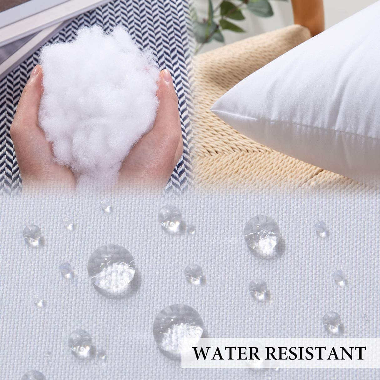Iguohao Pack Of 2 Outdoor Pillow Inserts Waterproof 18x18 Throw Pillow Inserts Premium Hypoallergenic Pillow Stuffer Sham Square For Patio Furniture