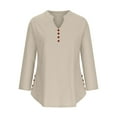 thumbnail image 5 of Babysbule Womens Tops Long Sleeve Fashion Women Casual Cotton And Linen Long Sleeve V-Neck Solid Loose Tops Blouses, 5 of 6
