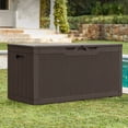 thumbnail image 4 of Devoko 102 Gallon Resin Deck Box Outdoor Waterproof Storage Box with Air Rod Outdoor Lockable Storage Bench,Dark Brown, 4 of 7