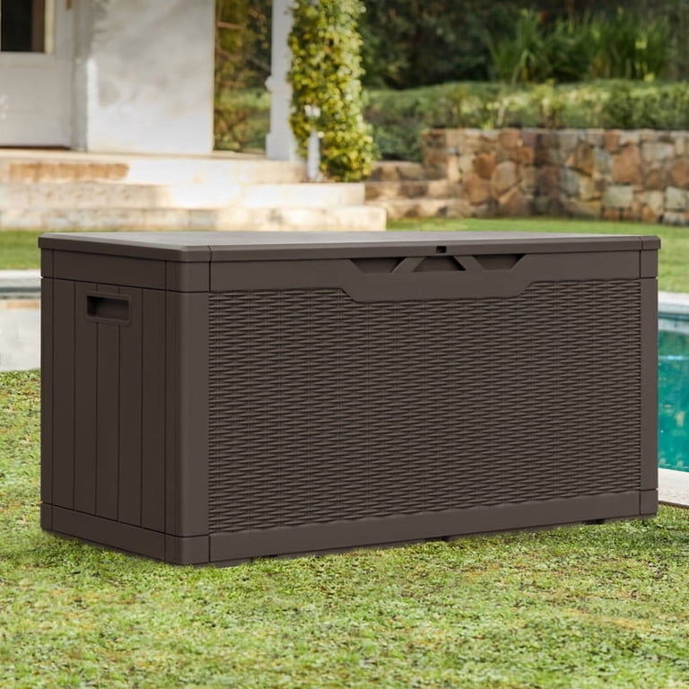 Devoko 105-Gallon Resin Deck Box with Air Rod, Dark Brown photo 4