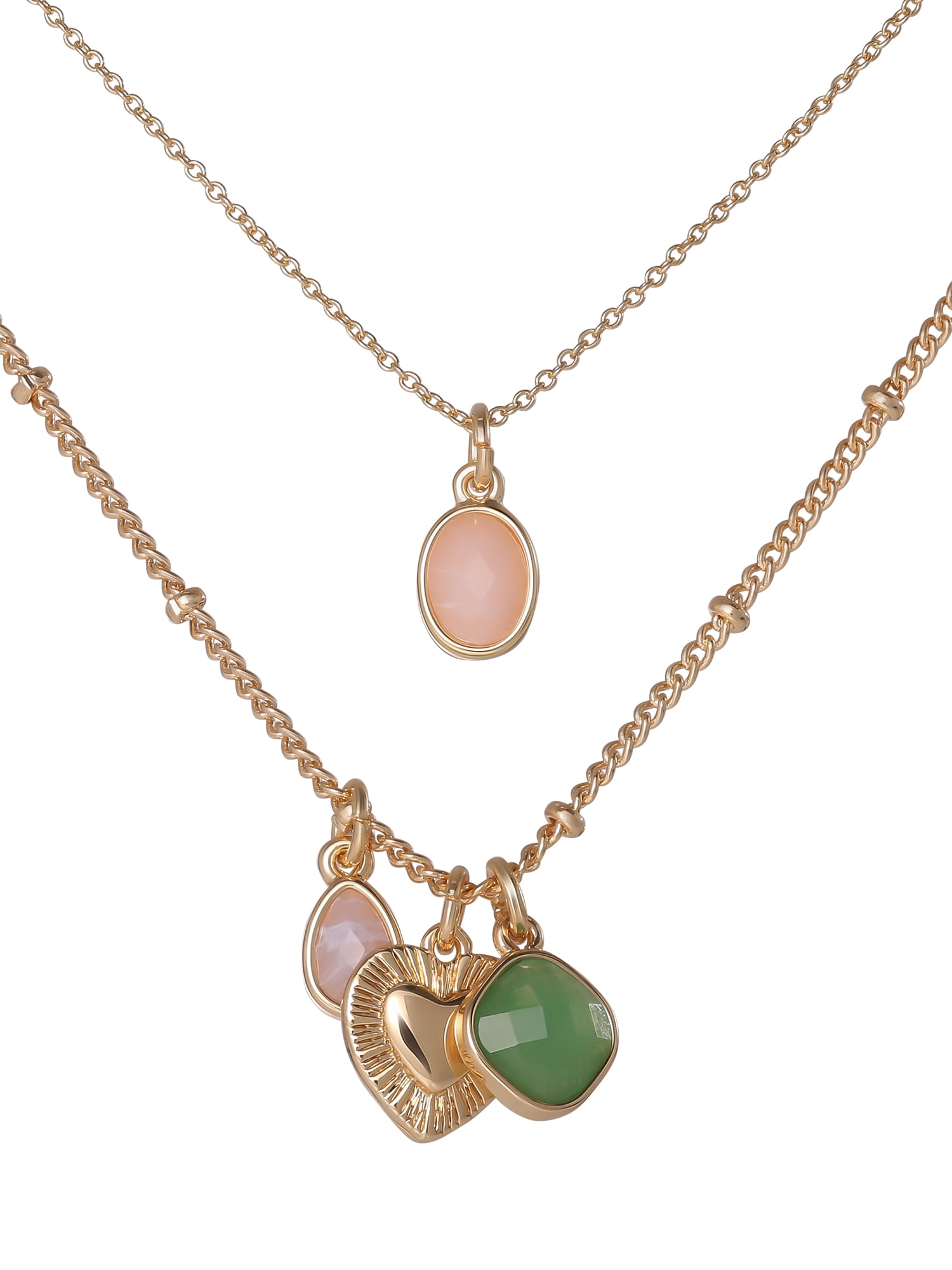 Celebrity Pink Women's Layered Charm Necklace with Decorative Charms