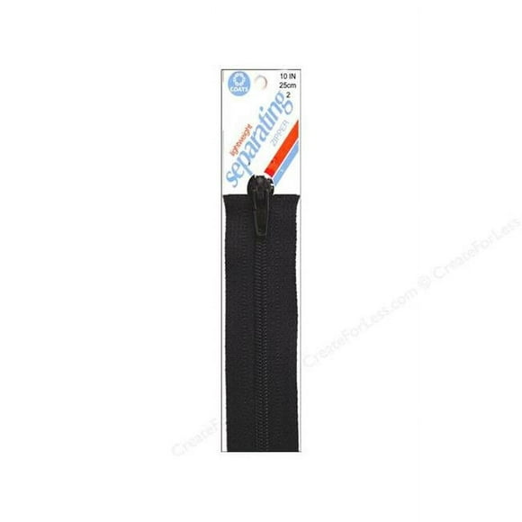 Manteaux - Fil & Fermetures Éclair F49 10-2 Fermeture Éclair Séparée Légère 10 Po.-Noir