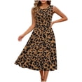 thumbnail image 2 of Blmnix Women's Dresses Wrap Dress A Line Dresses Cheetah Print Dress Tank Petticoat Crew Neck Sleeveless Cocktail-Length Brown Summer Casual Dresses for Women XL, 2 of 7