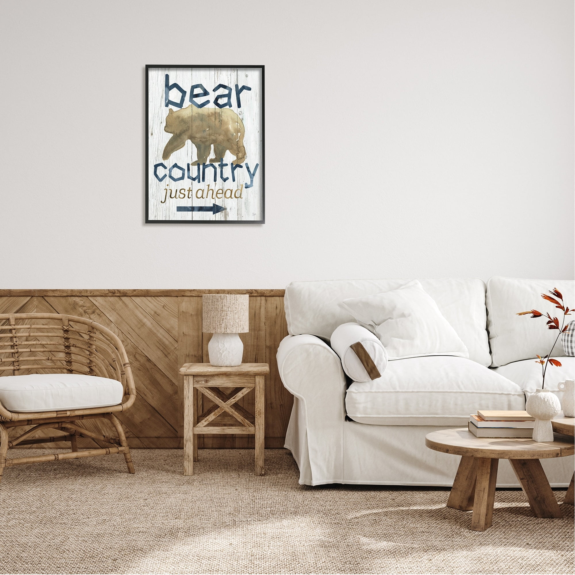 Stupell Industries Bear Country Silhouette Text Rustic Cabin Sign, 11 x 14, Design by Nan