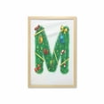 thumbnail image 1 of Christmas Alphabet Wall Art with Frame, M Letter Ribbons Noel Occasion Print on Plain Backdrop, Printed Fabric Poster for Bathroom Living Room, 23" x 35", White Green and Mustard, by Ambesonne, 1 of 2