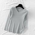 thumbnail image 2 of Vynhevius Women's V Neck Sweater Long Sleeve Ribbed Solid Slim Fit Stretchy Casual Layer Knit Tops, 2 of 5
