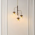 thumbnail image 2 of SAFAVIEH Vylora 3-Light LED Brown Wood Finish Iron Pendant Light with Clear Shade, 2 of 8