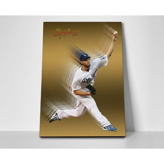 Clayton Kershaw Gold Poster or Wrapped Canvas