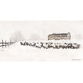 thumbnail image 2 of Bluebird Barn 18x11 Black Ornate Wood Framed with Double Matting Museum Art Print Titled - Warm Winter Barn with Sheep Herd, 2 of 4