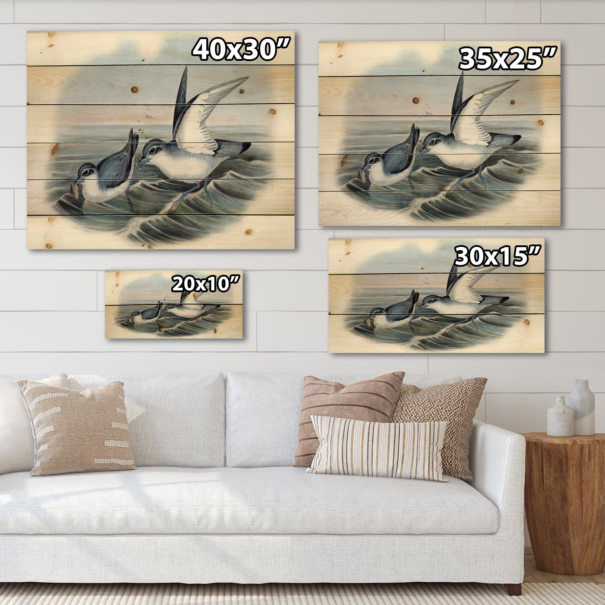 Designart 'Ancient Bird Life X' Traditional Print on Natural Pine Wood