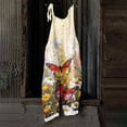 thumbnail image 5 of Women Vintage Oil Painting Floral Print Bib Overalls Loose Fit Cotton Linen Jumpsuit Casual Sleeveless Suspender Pants With Pockets XL, 5 of 6