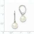 thumbnail image 2 of Beautiful 14k White Gold 8-9mm Round FWC Pearl .05ct Diamond Leverback Earrings, 2 of 2