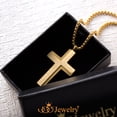 thumbnail image 4 of 555Jewelry Stainless Steel Cross Necklace for Men, Cross Necklace for Women, Box Link Chain, Cross Pendant for Men, Womens Cross Necklaces, Cross Necklaces for Men, 22 Inch, Gold, 4 of 8