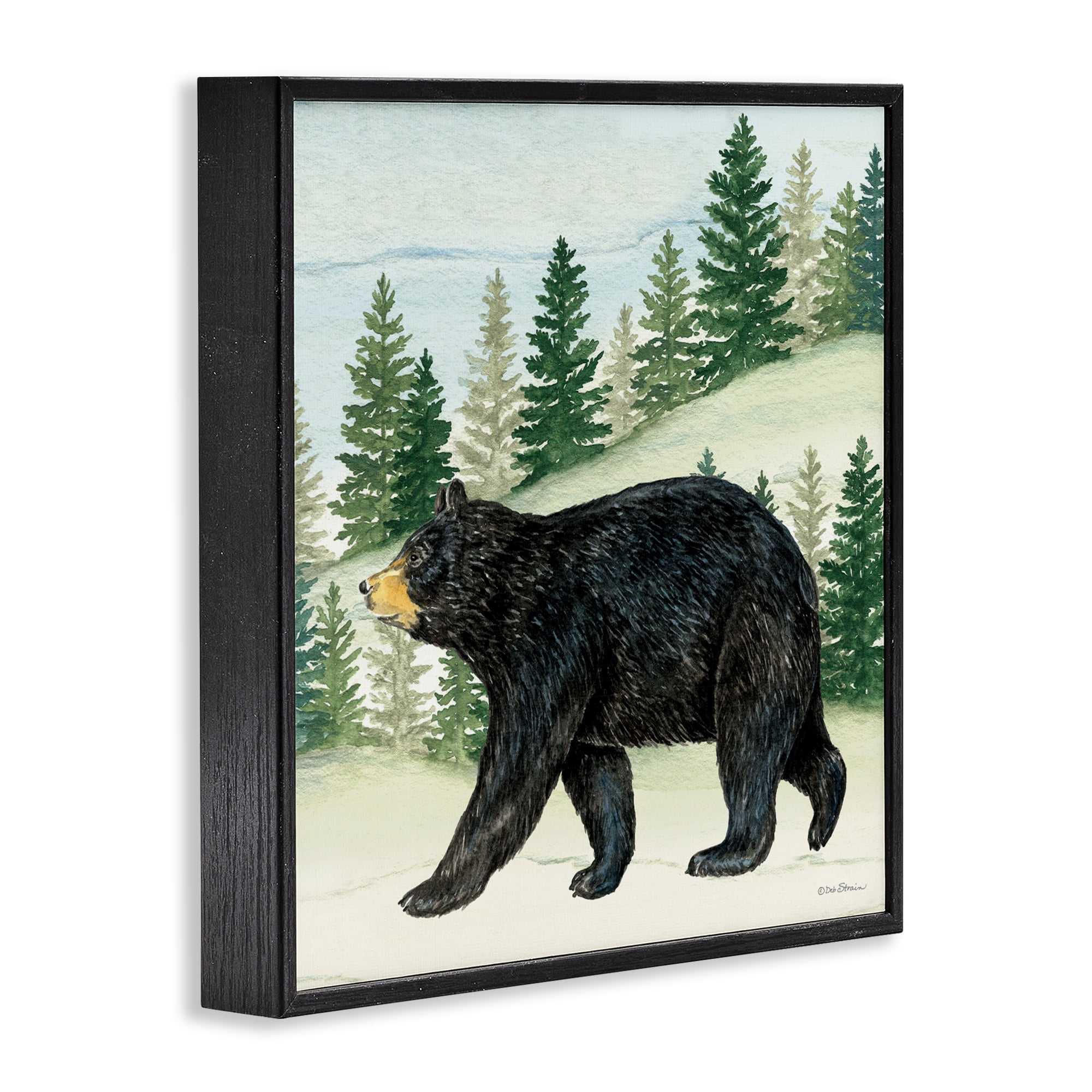 Stupell Industries Black Bear In Woods Black Framed Giclee Art, design by Deb Strain