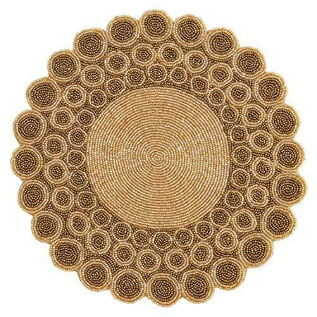 

Fennco Styles Abigail Design Collection Vintage Circling Dots Floral Glass Beaded 14 x 14 Inch Place Mat â€“ Variety Color Placemat for Banquets Family Gathering Special Events and Home