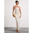thumbnail image 6 of Beige Ruched Halterneck Strapless Maxi Dress For Evening Formal Occasion, 6 of 8