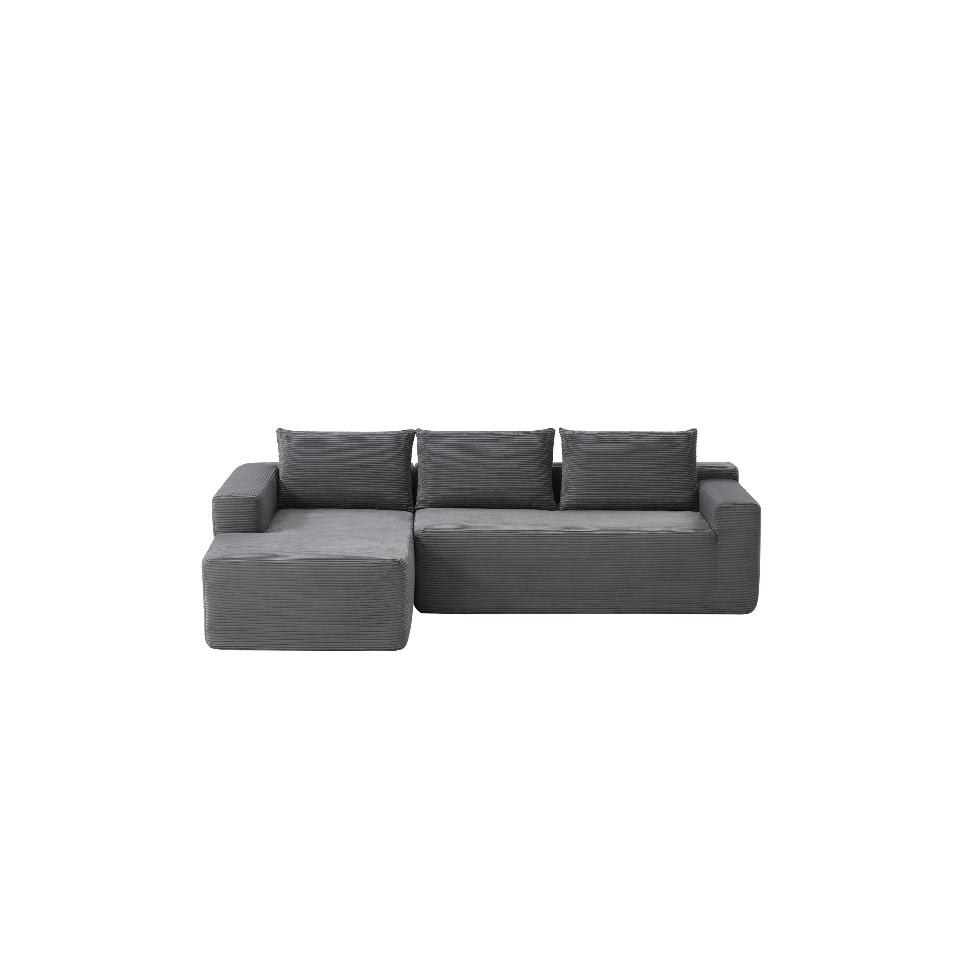 Leumius Cloud Sectional Couch with L-Shape Chaise,Modern Upholstered Boneless Couch with Deep Seat for Living Room Bedroom, No Assembly Required,Gray(Left Facing Chaise)