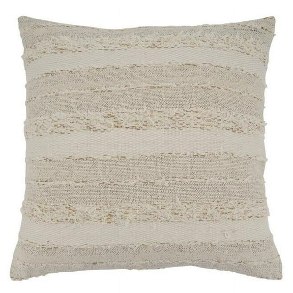 Saro Lifestyle Fringe Stripe Design Throw Pillow Cover