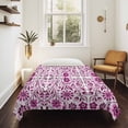 thumbnail image 4 of Pink Boho Tapestry for Bedroom Wall Hanging Tapestry, Ethnic Tribal Floral Abstract Art Aesthetics Ceiling Backdrop Tapestries Poster Blanket Wall Decor for Teens Room Living Room Dorm 55" x 73", 4 of 8