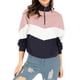 thumbnail image 3 of Jersey con cuello con cremallera Diseño de bloques de color Sudadera informal suave y cómoda con media cremallera Jersey de manga larga para mujer, 3 of 6