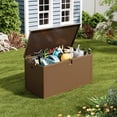 thumbnail image 3 of Yiwa Coffre de Rangement Extérieur Robuste de 150 Gallons Offrant une Construction en Résine Imperméable, un Couvercle Verrouillable et un Intérieur Spacieux, Idéal pour Coussins de Patio, Outils et Accessoires de Cour Arrière, 3 of 8