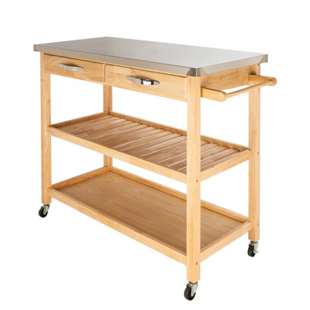 GHP 2-Shelves Large Size Kitchen Island Rolling Cart with ...