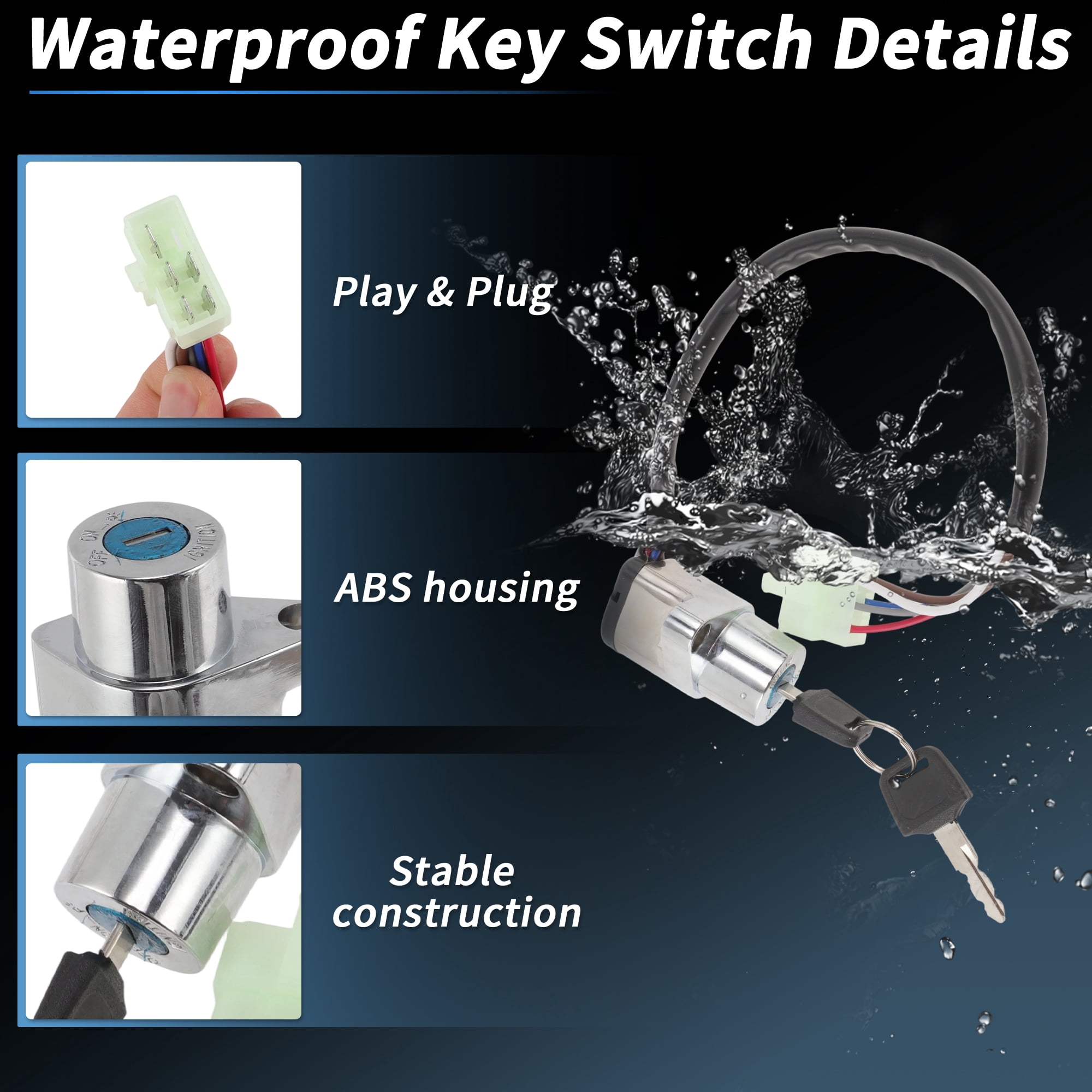 Unique Bargains Ignition Key Switch Ignition Switch Lock Set No.270050032 for Kawasaki VULCAN 500 LTD 800 CLASSIC 1996-2001 1 Set