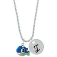 thumbnail image 1 of Delight Jewelry Resin Blue Fish with Pink Polka Dots Silvertone Script Initial Disc - I - Charm Necklace, 20"+3", 1 of 4