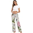thumbnail image 6 of Women's Feather Flower Pajama Pants, Casual Pajama Bottoms Drawstring Lounge Pants Wide Leg, 6 of 7